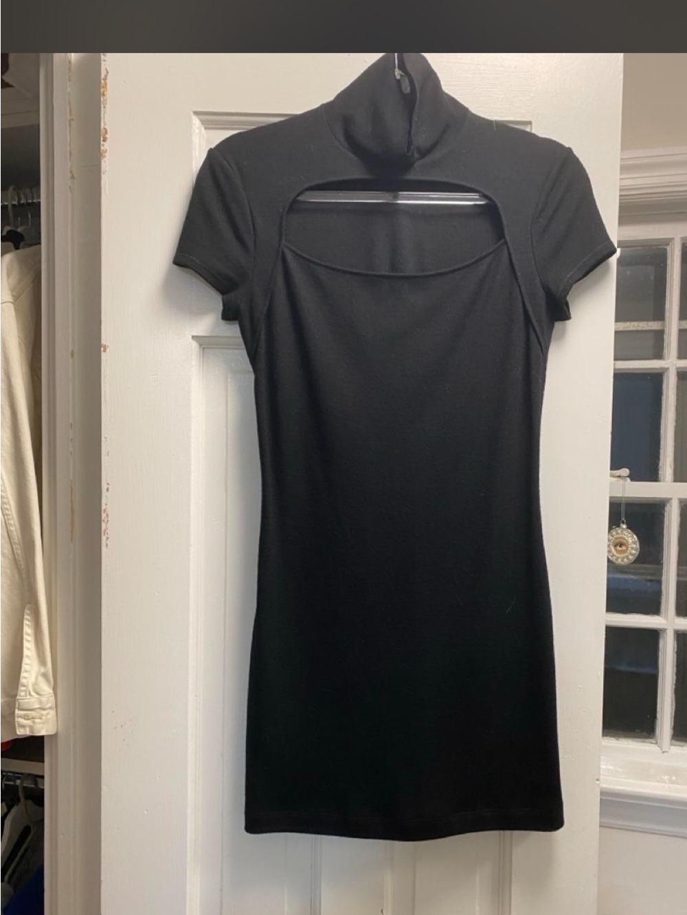 Helmut Lang Black Short-Sleeve Cutout Mini Dress